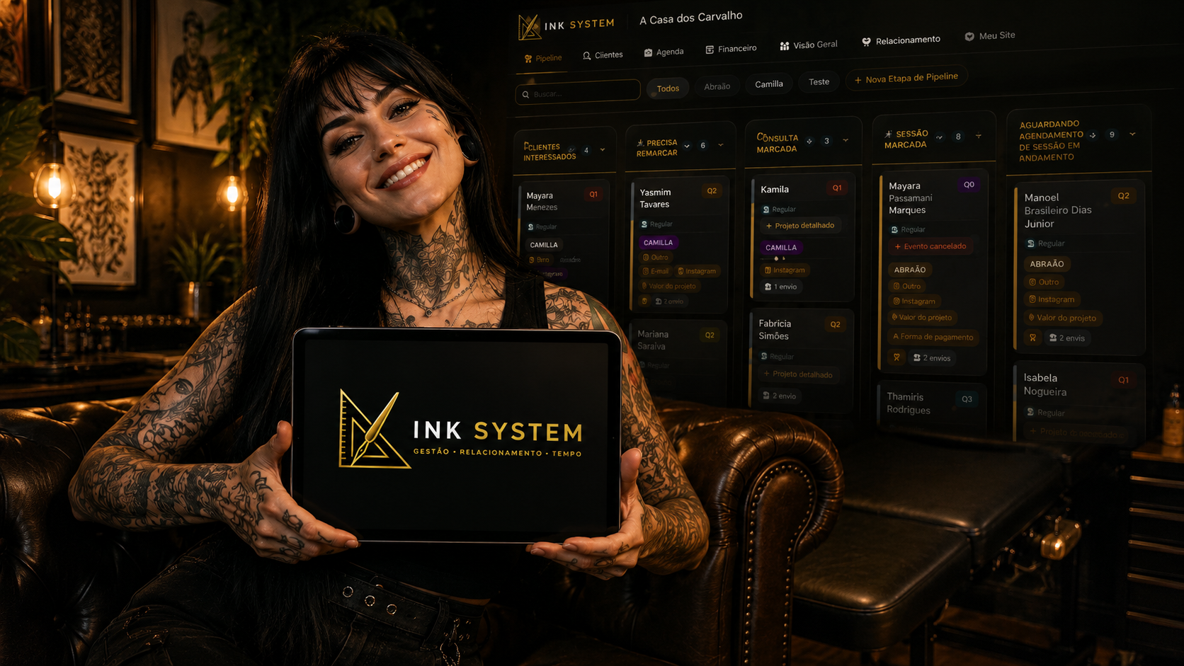 Ink System em uso na rotina de uma tatuadora
